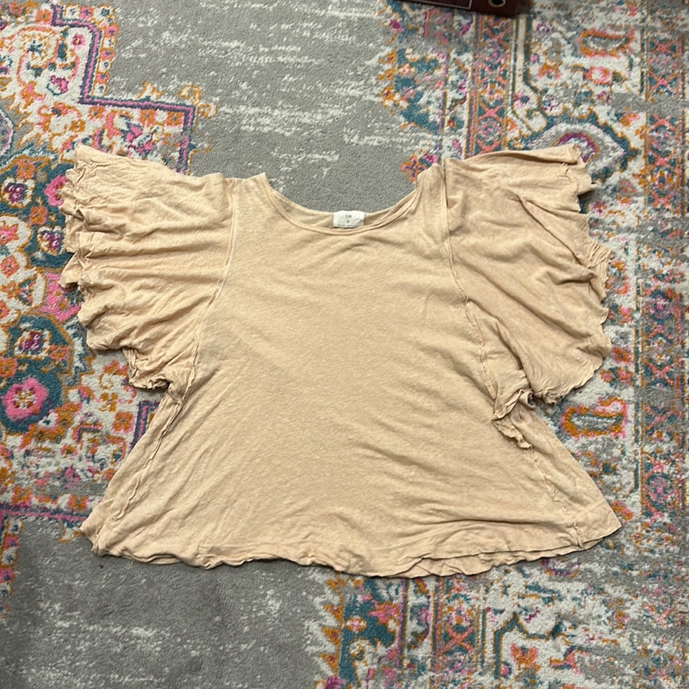 Anthropologie Luna Flutter Sleeve Tee by t.la in Peach